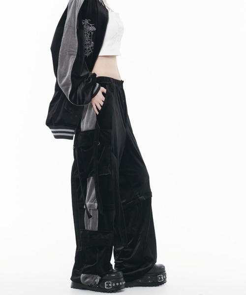 REFLEM（レフレム） カーゴパンツ FREE ブラック×パープル レディース