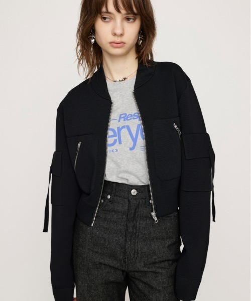 SLY（スライ） ブルゾン アウター 「2サイズ展開」FINE TOUCH KNIT BZ