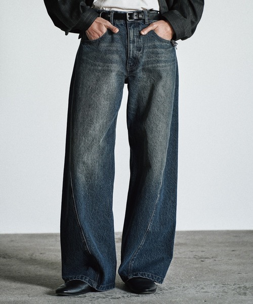 WYM LIDNM ジーンズ VINTAGE WASHED CURVED DENIM メンズ レディース