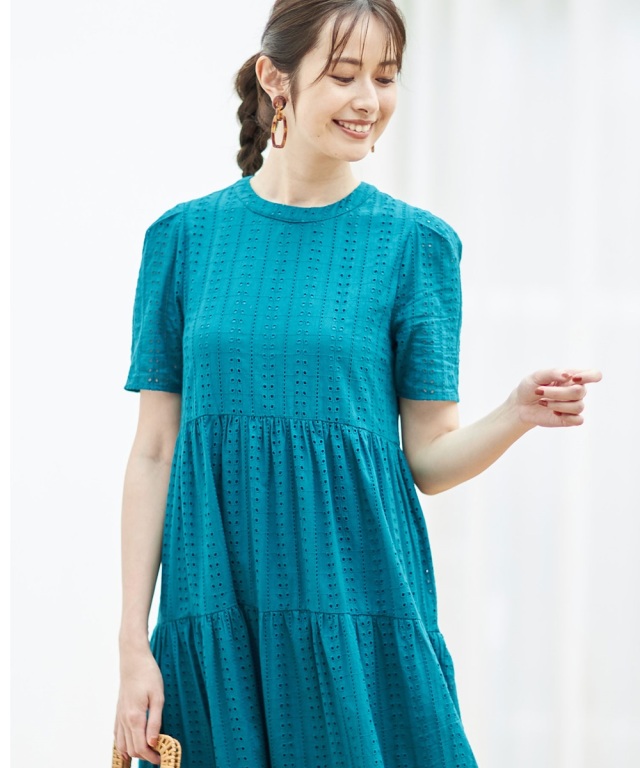 コットンレースティアードワンピース