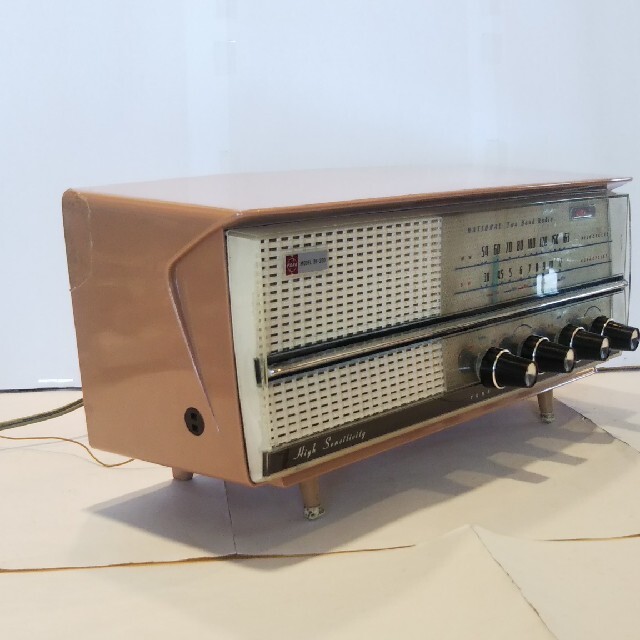 ナショナル、2バンド真空管ラジオ、BX-300型（1960年昭和35年式）作動