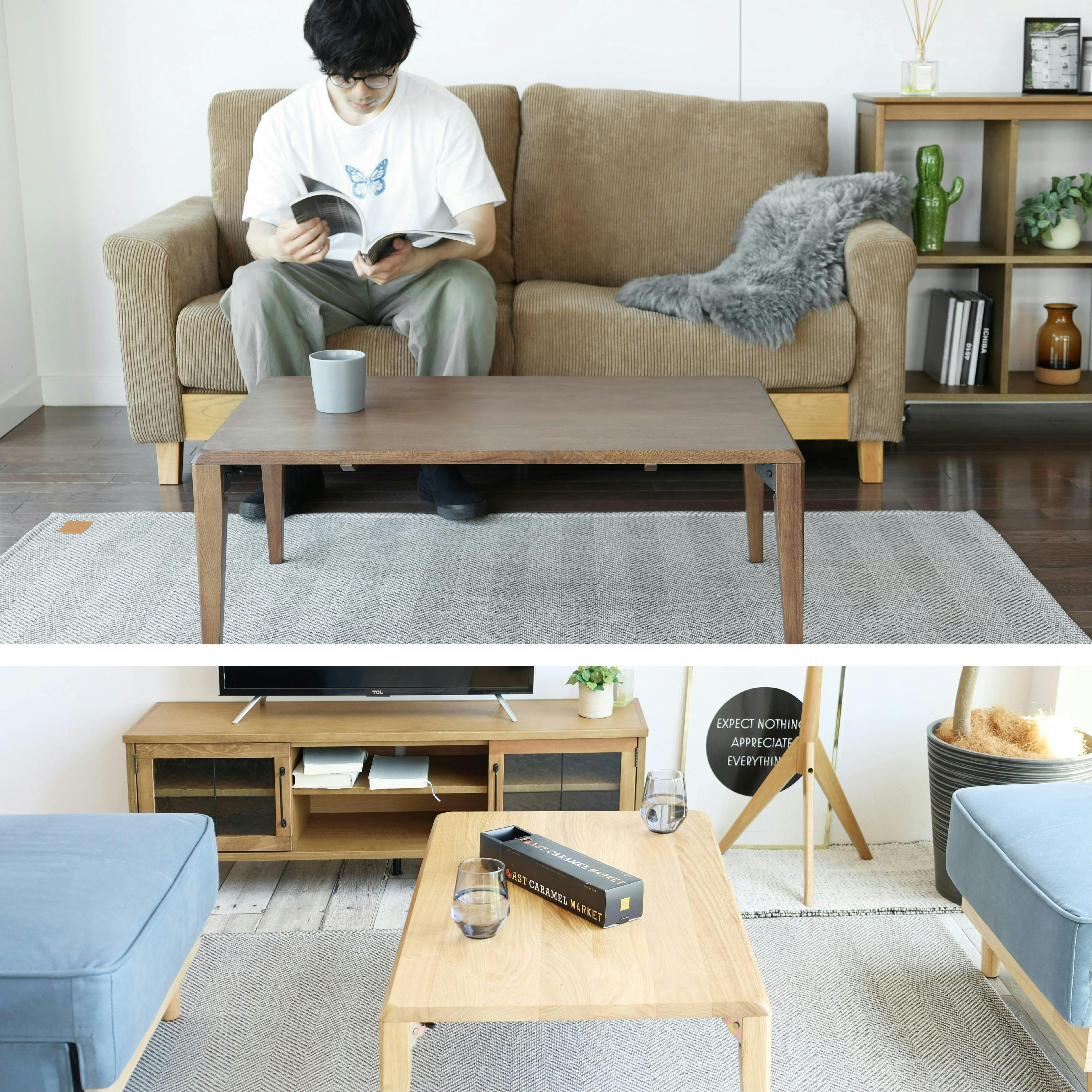 オーク無垢材の折りたたみテーブル Folding Table -shave- ナチュラル