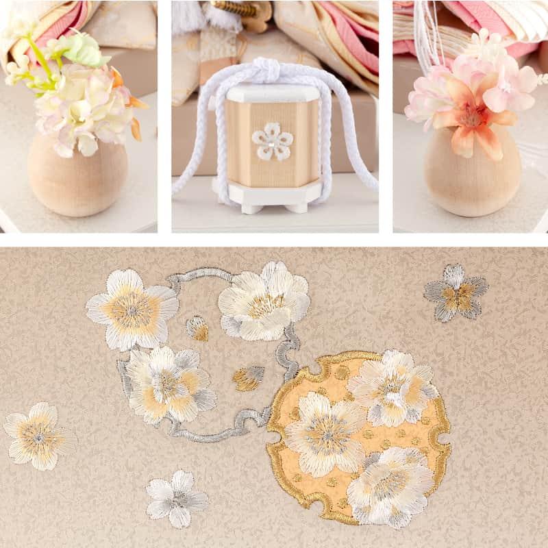 雛人形 コンパクト ひな人形 雛 ケース飾り 親王飾り 刺繍バック