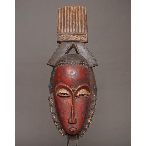 アフリカ コートジボワール ヤウレ族 マスク 仮面 No.395 木彫り