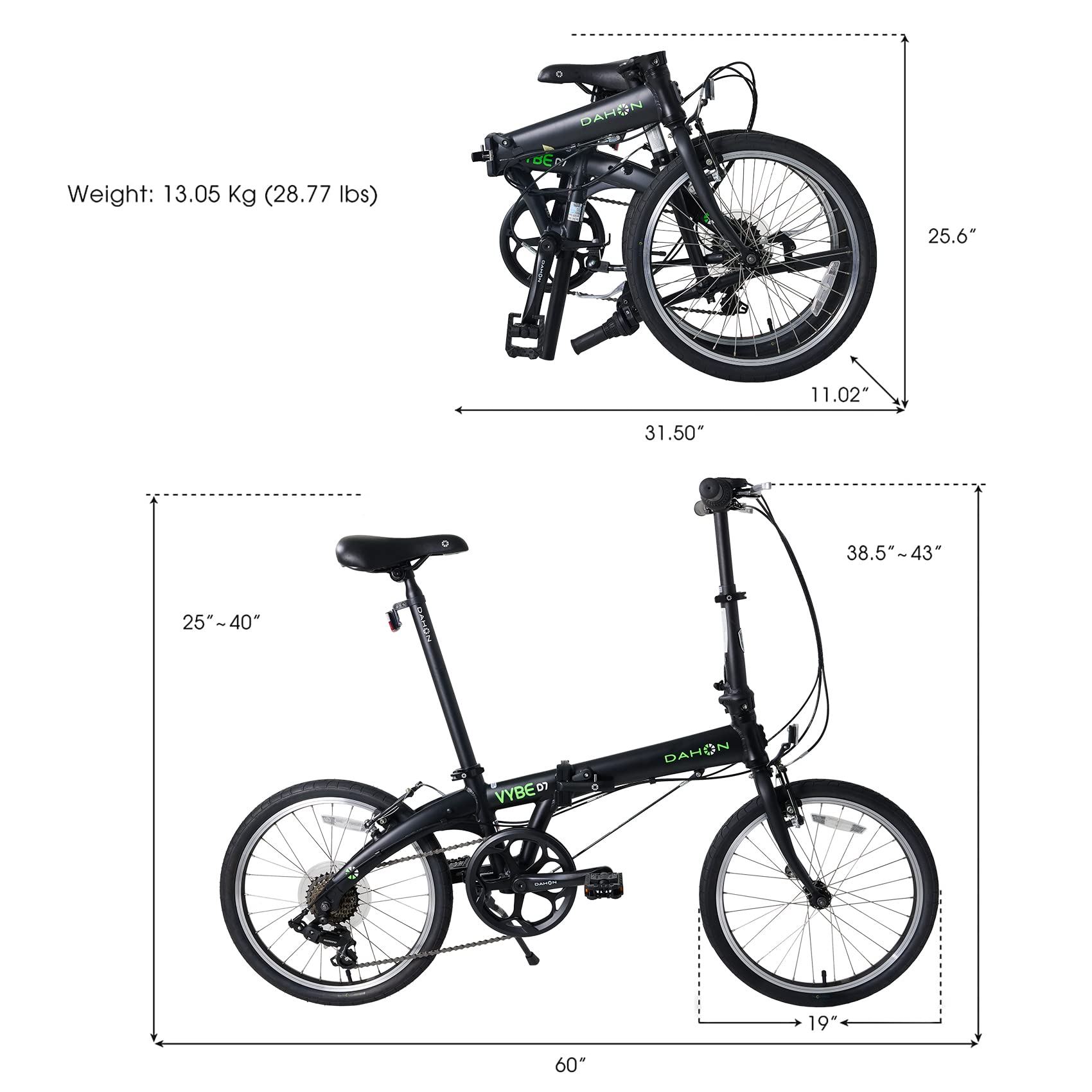 Amazon | Dahon VYBE D7 折りたたみ自転車 軽量アルミフレーム 7段変速