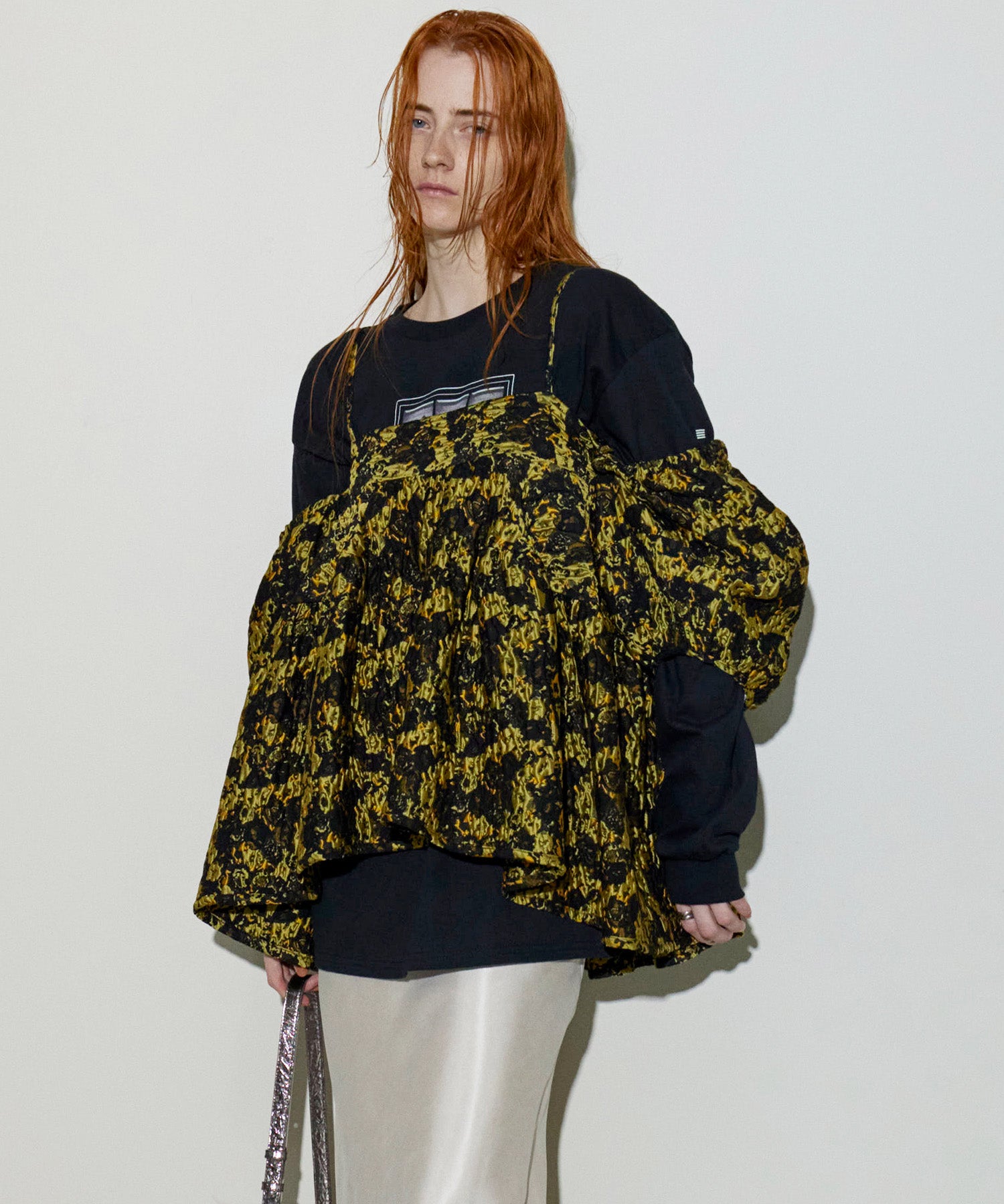 SALE】Jacquard 2way Puff Sleeves Tunic