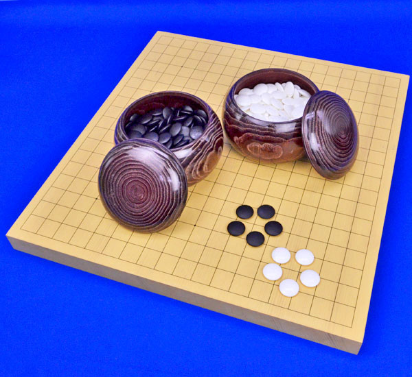 楽天市場】囲碁セット 新桂4寸足付碁盤セット(蛤碁石25号・木製碁笥栗