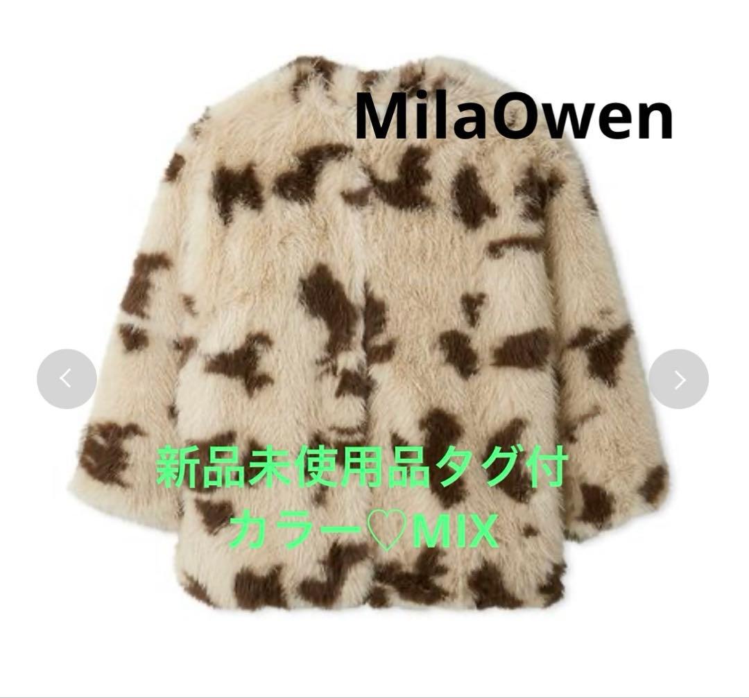 MilaOwenマルチマテリアルノーカラーファーコート　MIX ミラ オーウェン Mila Owen マルチマテリアルノーカラーファーコート