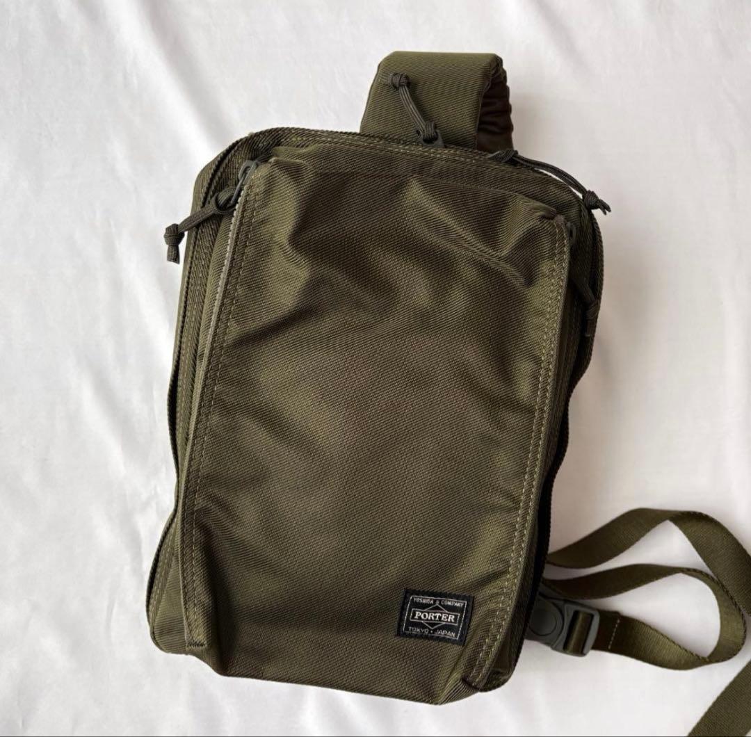 美品 PORTERユニット ボディバッグ ショルダー カーキ 784-05468 UNIT（PORTER） ポーター ユニット スリングショルダーバッグ(S) 784