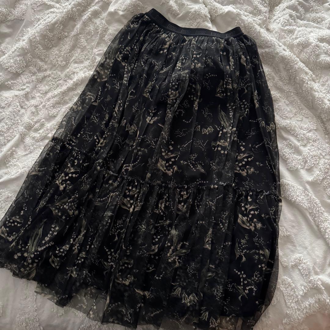 Dior キッズ　花柄シフォンスカート 定価16万 花柄 シフォン ティアードスカートロングスカート[品番：CTLW0001411