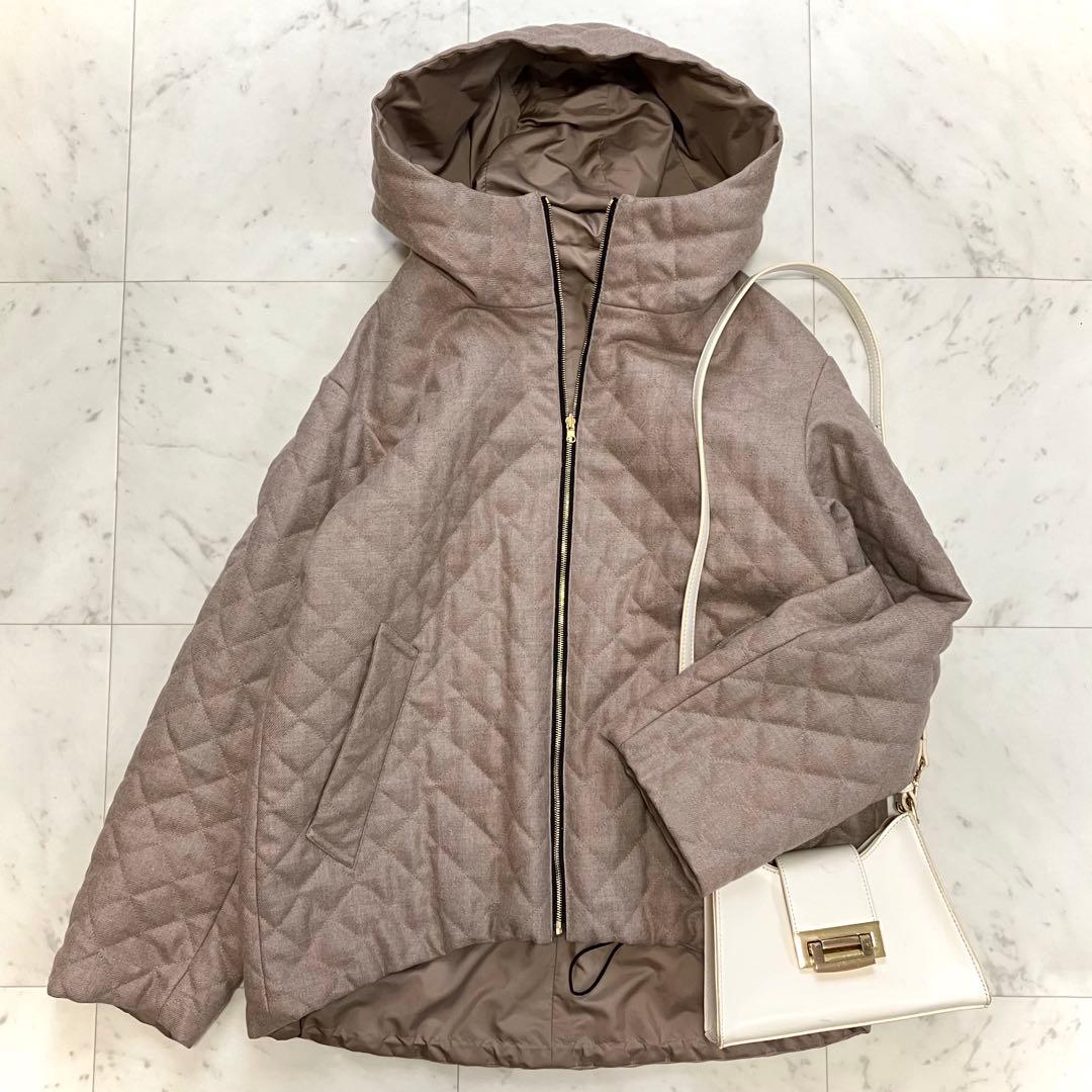 美品 ベイジ BEIGE, キルティングジャケット リバーシブル モカ Ambre Neige（アンブルネージュ） ブルゾン アウター reversible