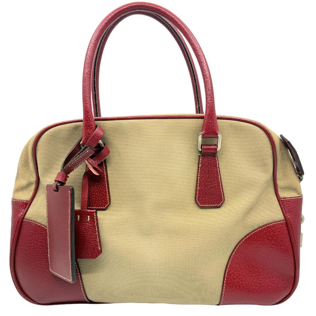 PRADA プラダ キャンバス×レザー ボストンバッグ A1356A5 楽天市場】PRADA プラダ ボストンバッグ（素材（生地・毛糸）本革