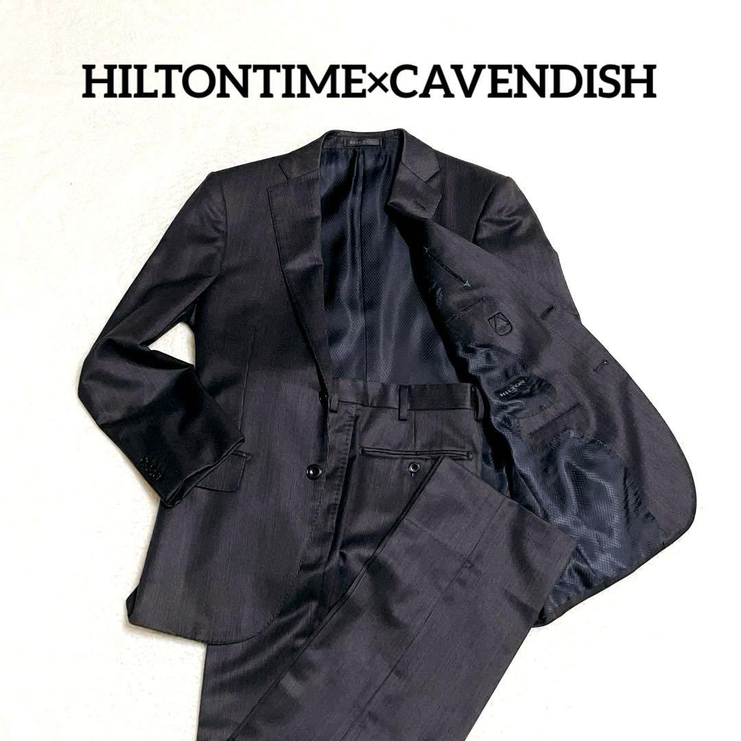 【美品】HILTONTIME スーツ　Super150’s ビキューナ　最高級 スーツ／3つボタン／HAND MADE／SUPER150's／ピンストライプ／TR24