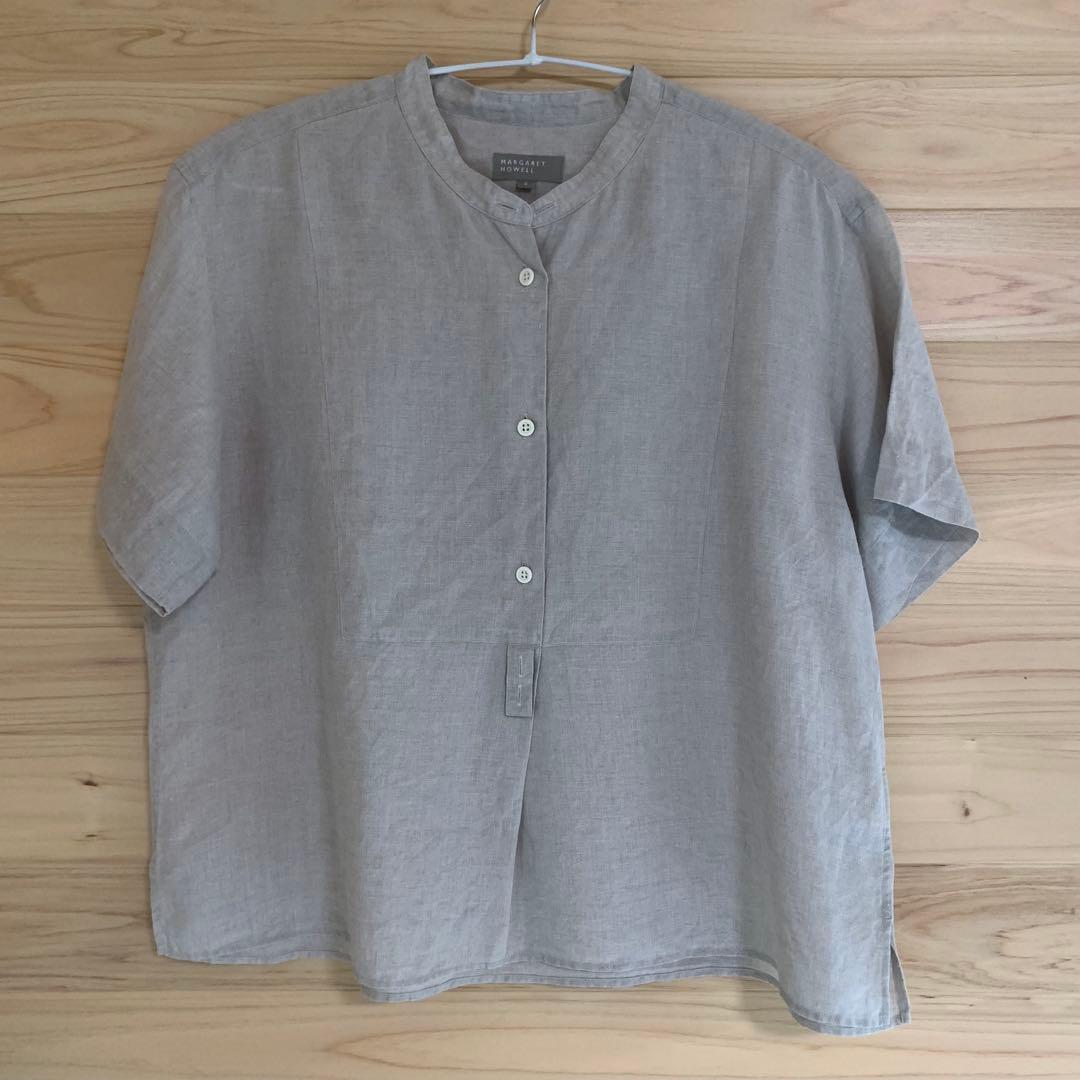 マーガレットハウエル バンドカラー リネン シャツ サイズ 2 & Essential Things 〈マーガレット・ハウエル〉のリネンシャツ