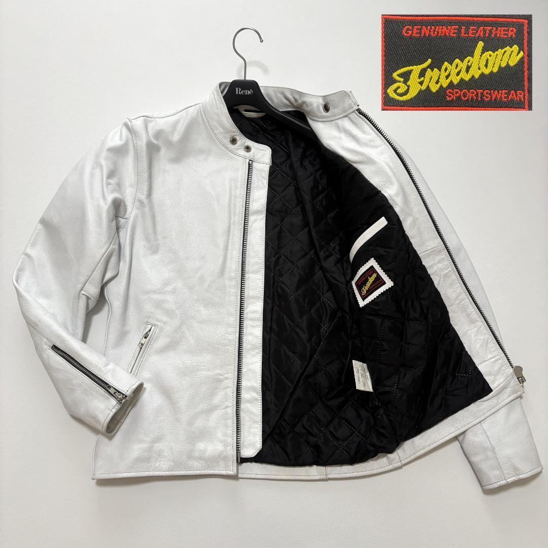 FREEDOM ライダースジャケット バッファローレザー シボ革 M ホワイト 2475kensaku.jpg