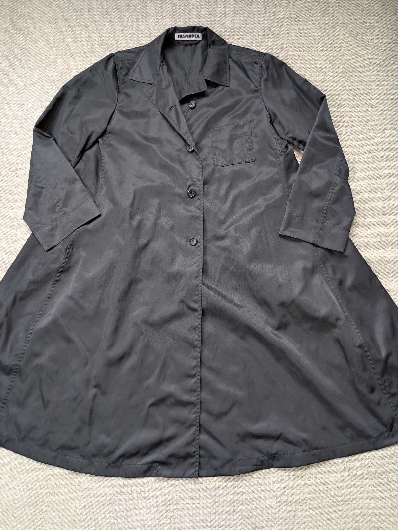 JIL SANDER ブラック トレンチコート　ロング Aライン　ヴィンテージ 中古・古着通販】JIL SANDER (ジルサンダー) シルクトレンチコート