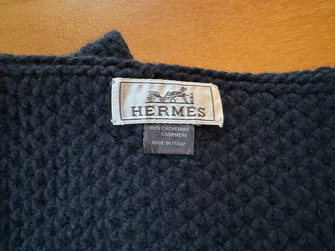 HERMES 黒 カシミア スヌード ネックウォーマー おしゃれ☆》 エルメス ネックウォーマー カシミア ウール (HERMES