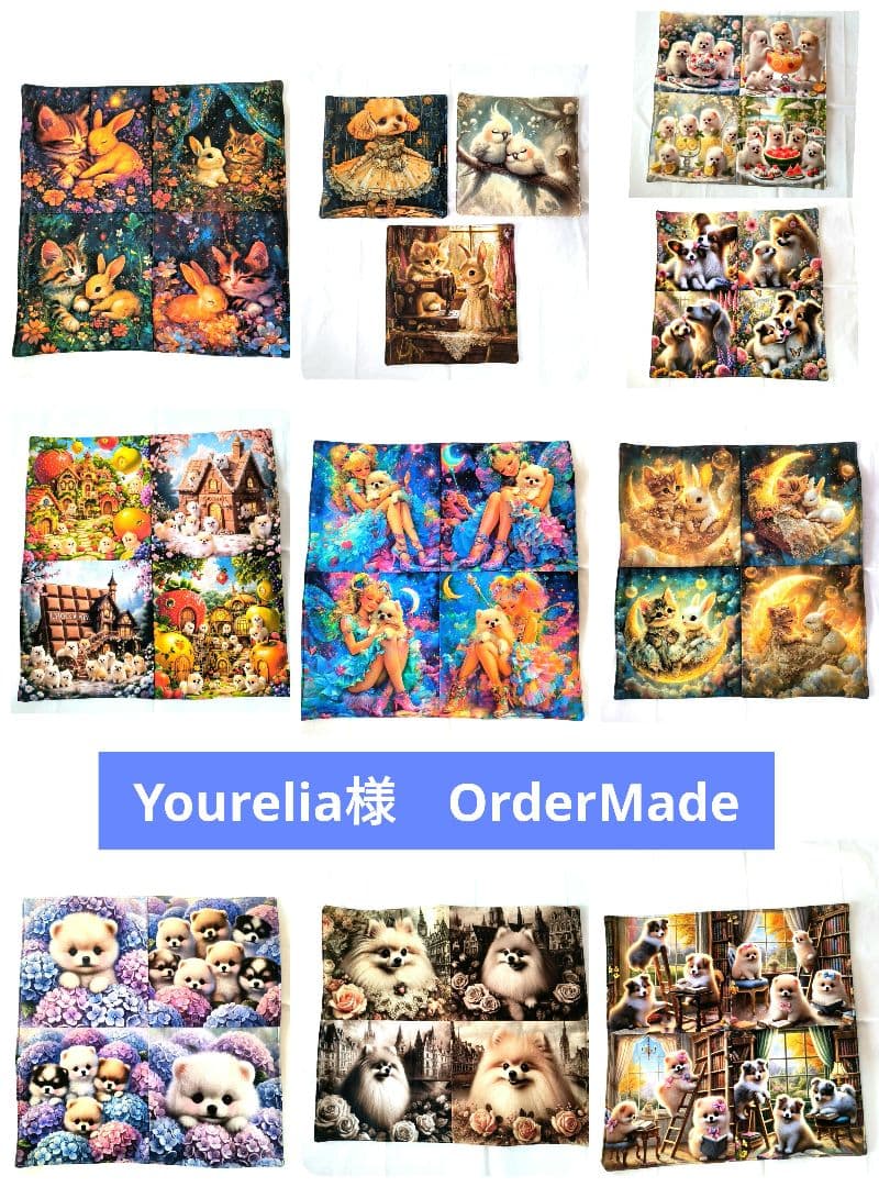 Yourelia様】ハンドメイドオーダー★犬猫★ガーゼハンカチ　12点 Yourelia様】ハンドメイドオーダー☆犬☆ガーゼハンカチ 9点 - メルカリ