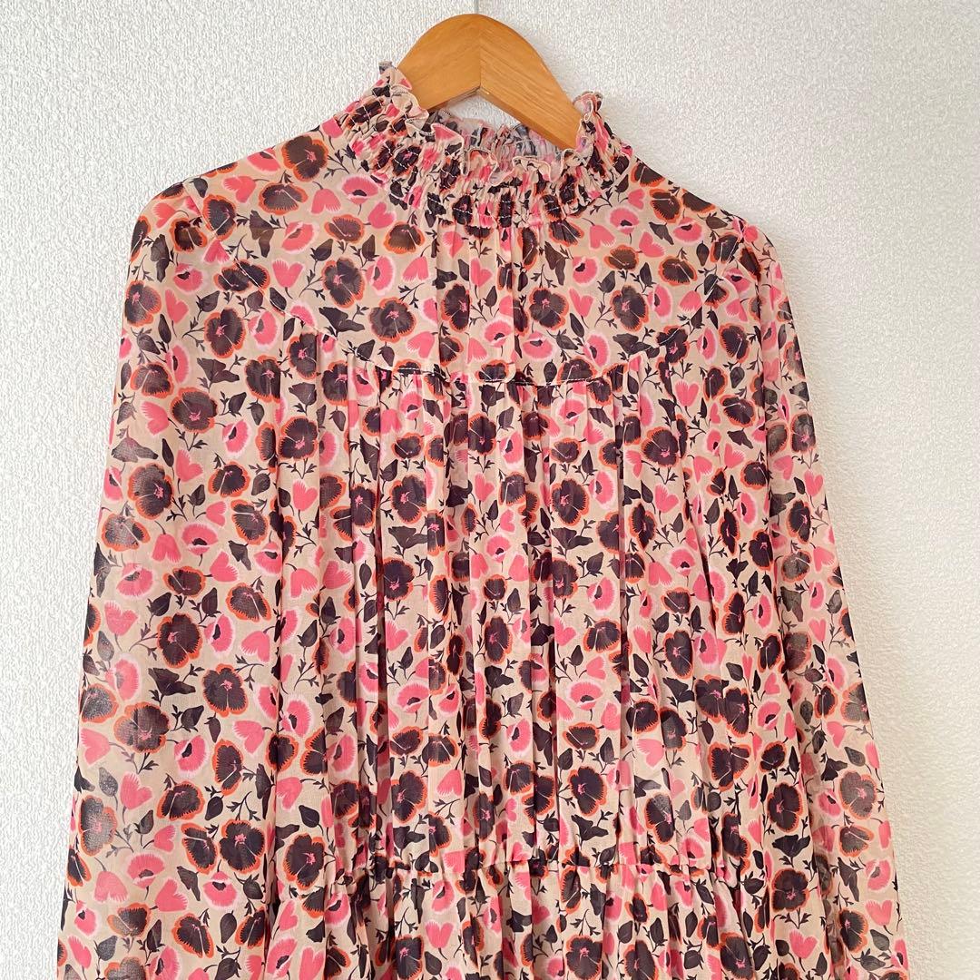 アナイ 36 パンジー柄 シャーリング ロングワンピース - メルカリ