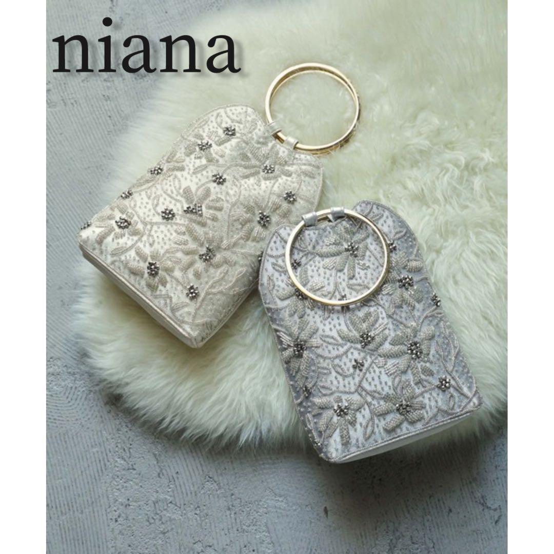 niana 2wayリングハンドルビジューパーティーバッグ ベージュ ニアナ niana 2wayリングハンドルビジューパーティーバッグ （ベージュ
