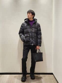 クレストブリッジチェックコンビショートダウン（ブルゾン）｜BLACK