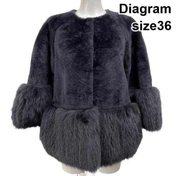 □ ダイアグラム Diagram ファーコート アウター 7分袖 リアルファー