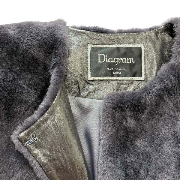 □ ダイアグラム Diagram ファーコート アウター 7分袖 リアルファー
