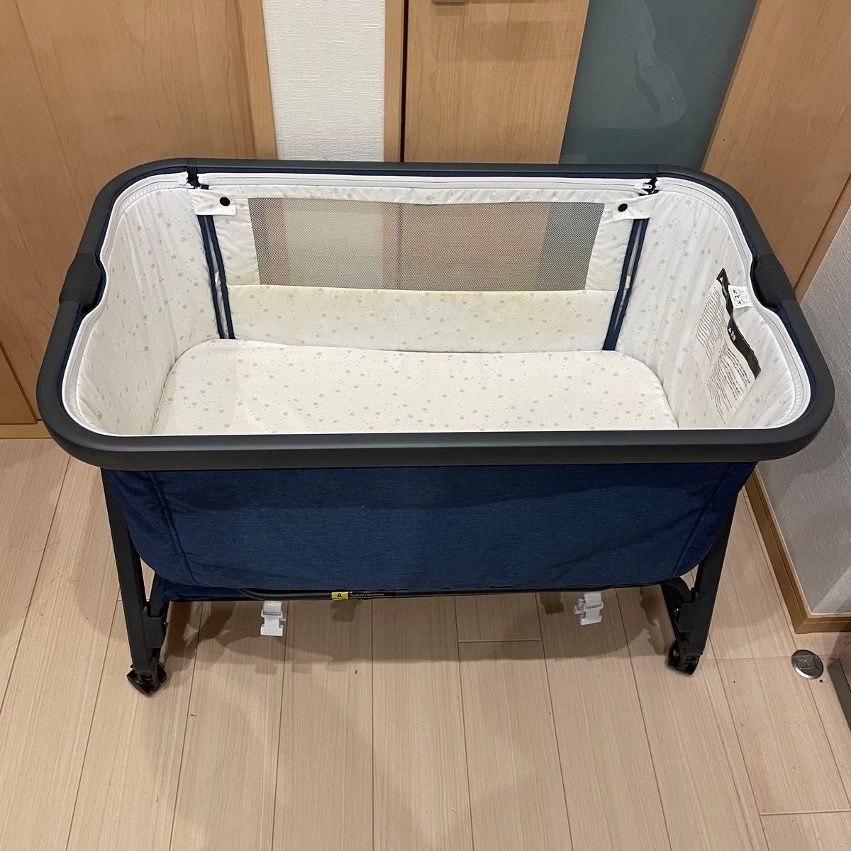 HZDMJ ベビーベッド 折りたたみ 添い寝ベッド ネイビー 持ち運び可