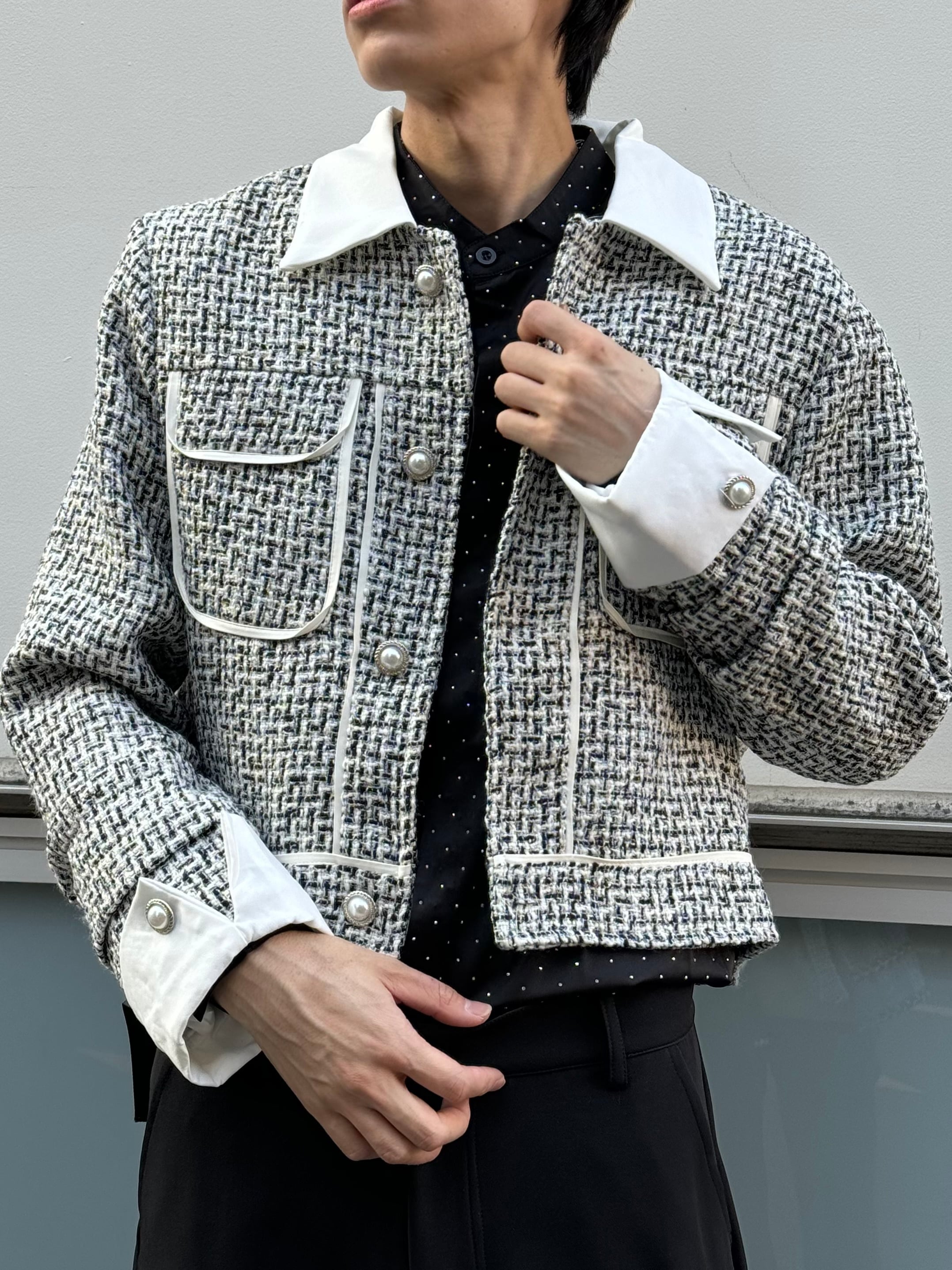 ALUDE SELECT】white tweed jacket | 【ALUDE】韓国メンズファッション