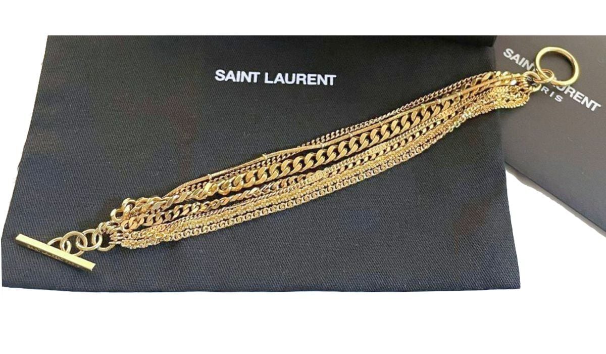 SAINT LAURENT サンローラン マルチチェーン ブレスレット ゴールド 7