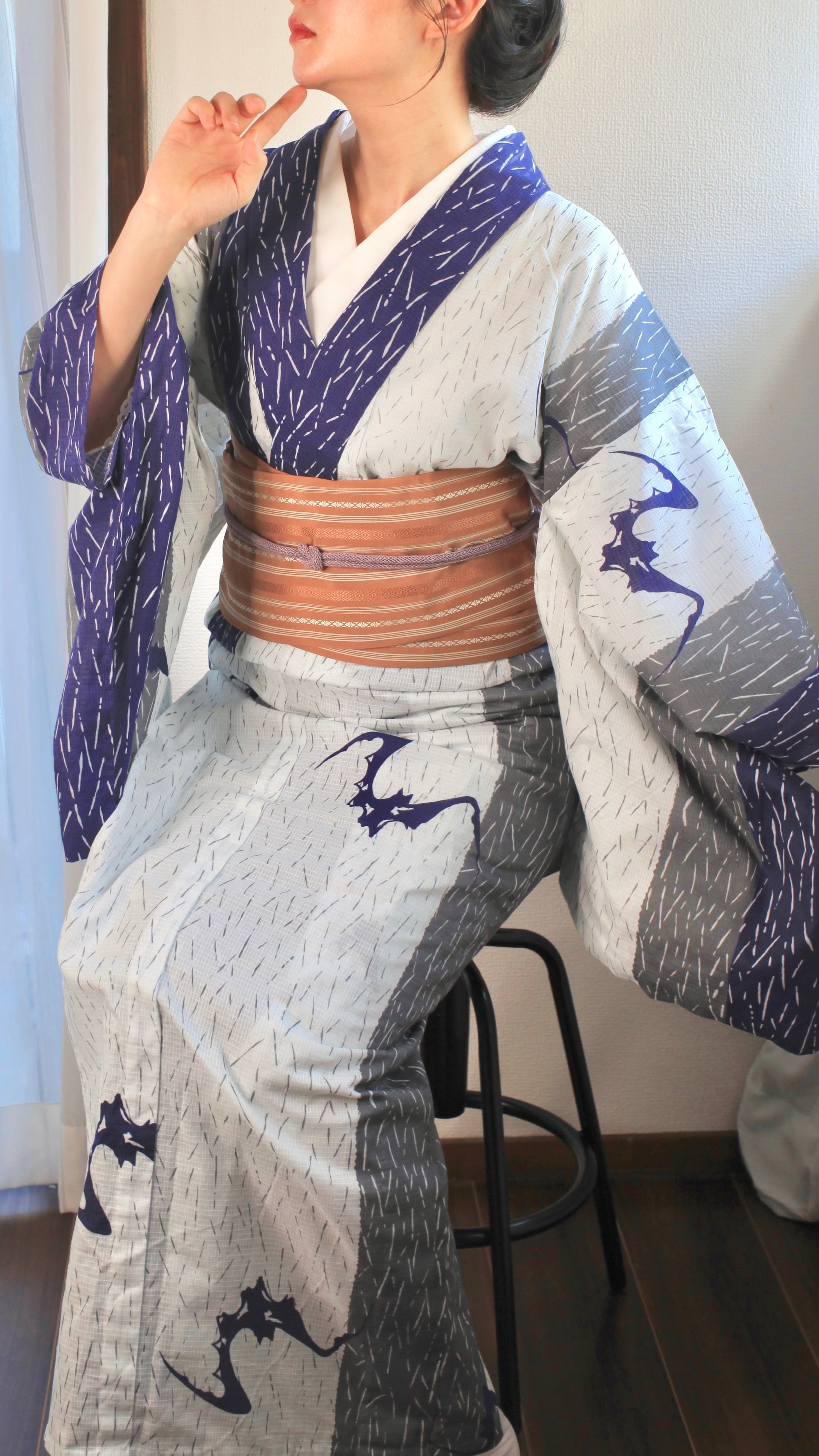 受注】綿紅梅浴衣「コウモリ」若菜さん復刻着物【限定販売】 | 染工房