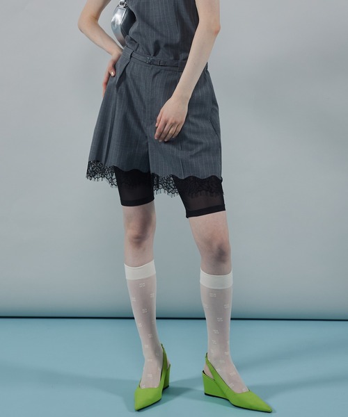 MAISON SPECIAL（メゾンスペシャル）の「Pinstripe Lace Shorts/ピン