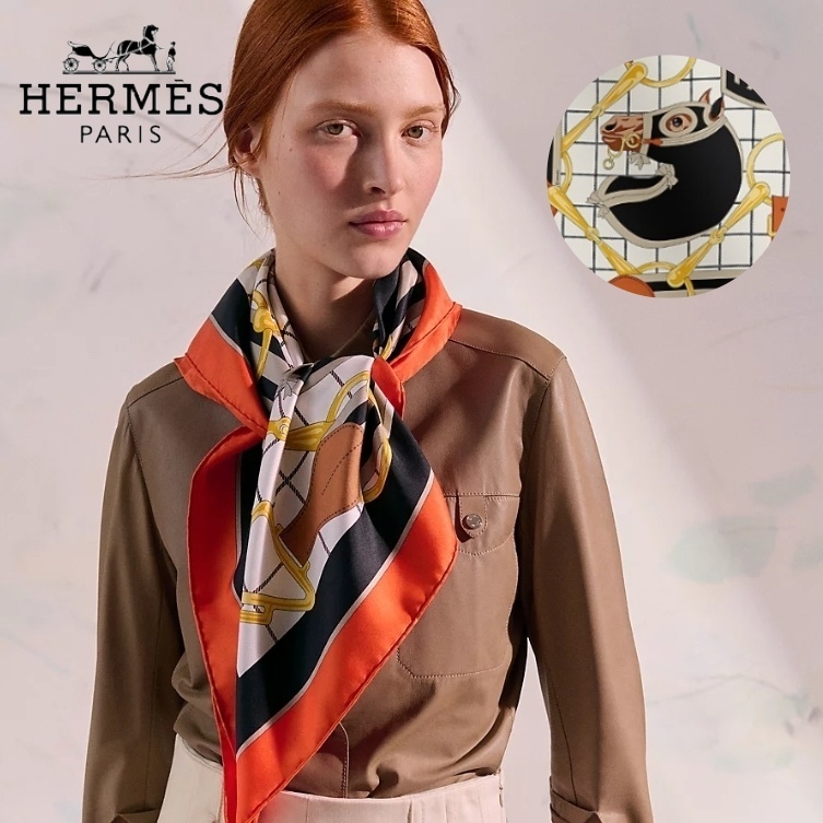 伝統美と気品を纏う【HERMES】スカーフ カレ90《Tatersale》 (HERMES