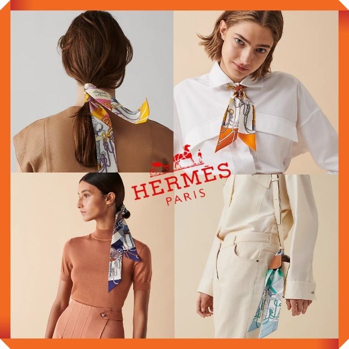 ギフトにも☆HERMES☆シルク スカーフ ツイリー (HERMES/スカーフ