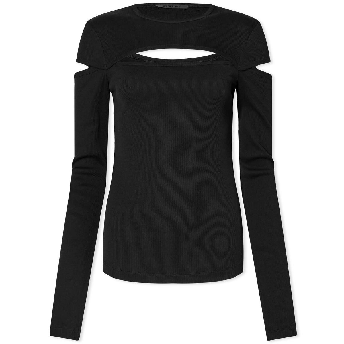 Helmut Lang Women's Double Slash Long Sleeve Top in Basalt Black