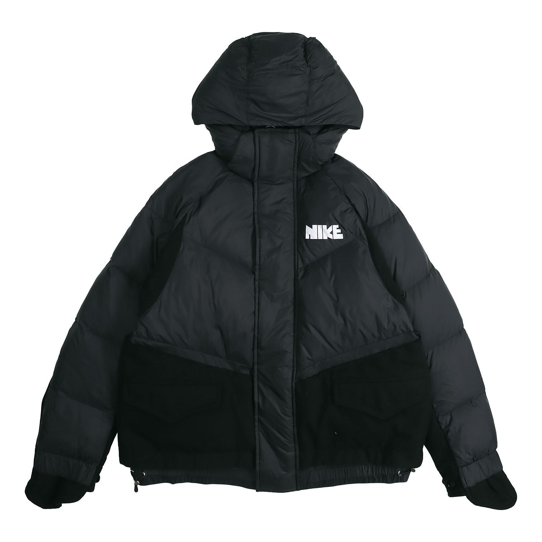 Nike x sacai Loose Splicing hooded Down Jacket 'Black' CT3269-010