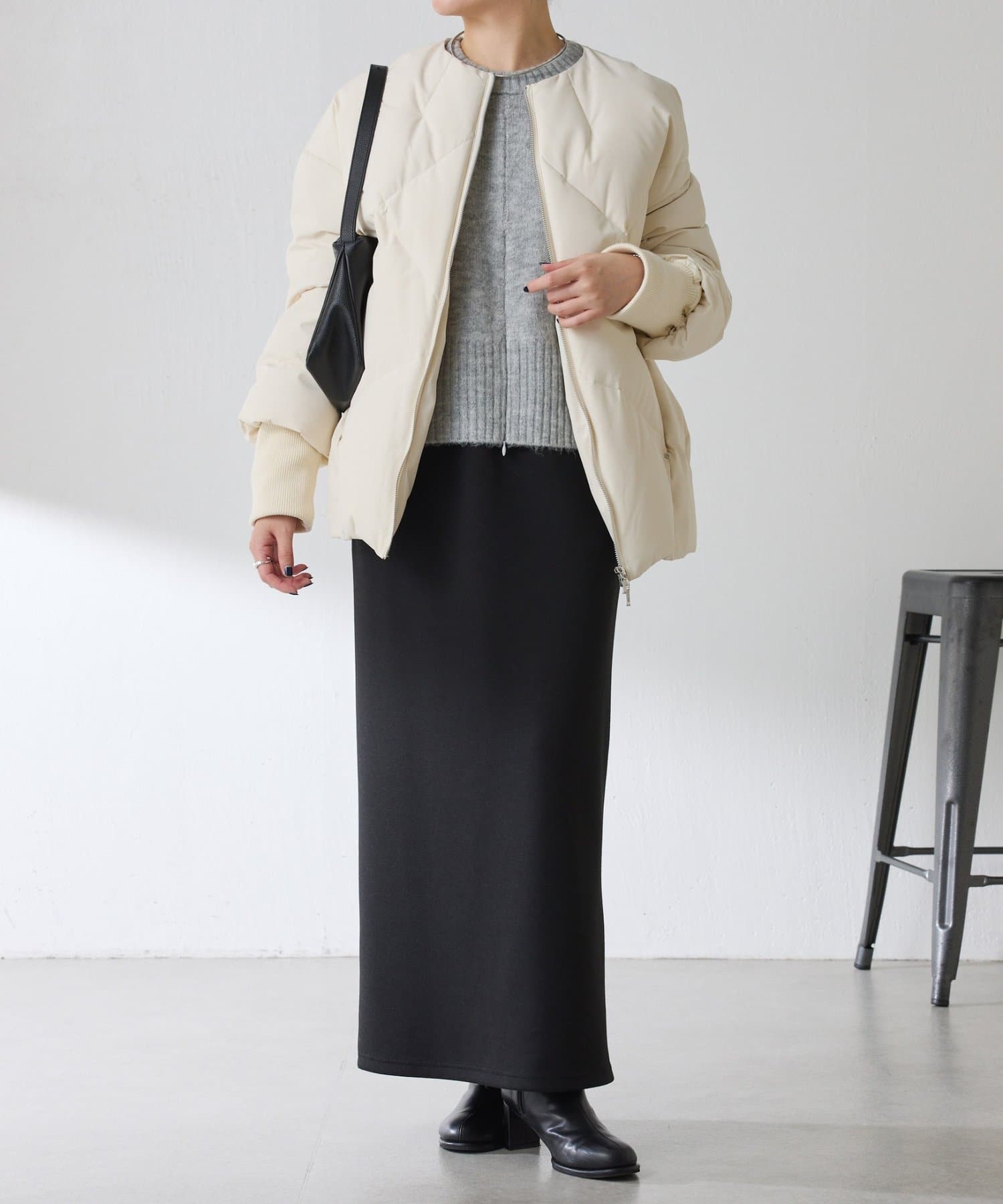 軽量/昨年完売コート/新色登場】ノーカラーダウンコート | COLLAGE